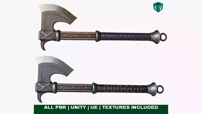 2 Battle Axe Collection All PBR Unity UE Textures Included 