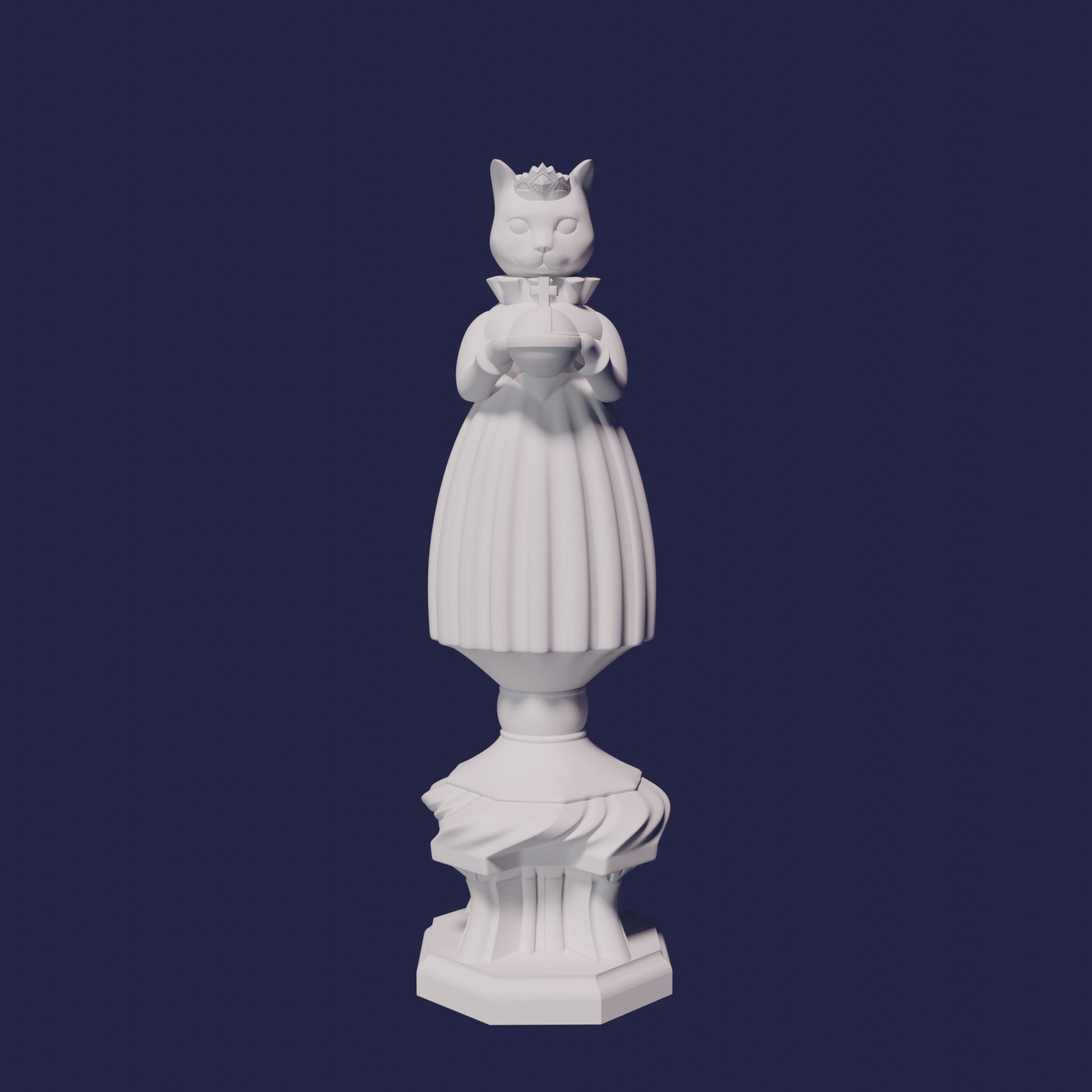CAT CHESS SET 3D print model_15