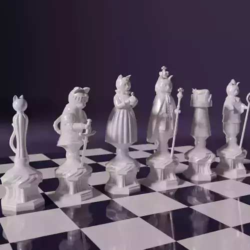 CAT CHESS SET 3D print model