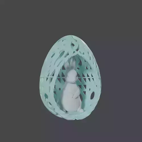 SLEEPING RABBIT IN AN EASTER EGG 3D print model