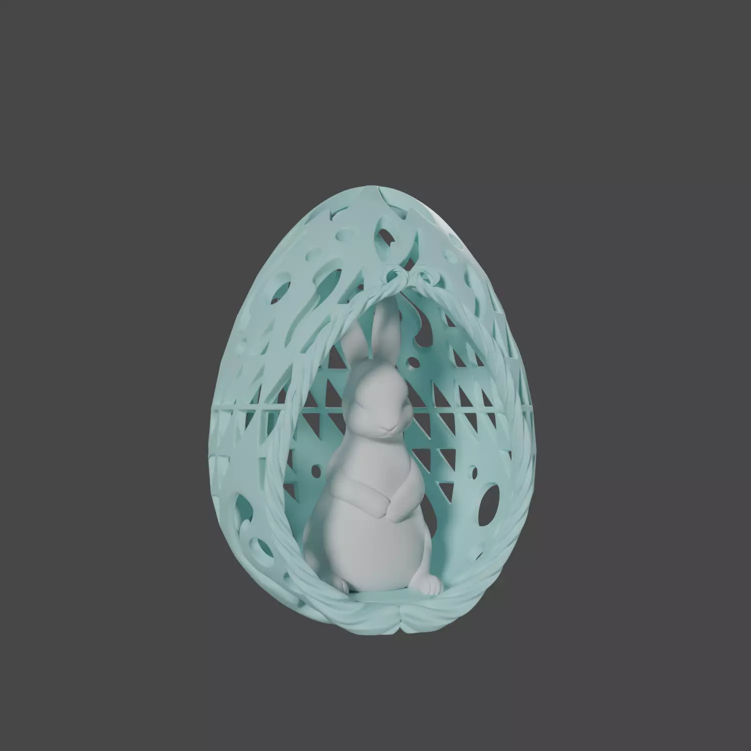 SLEEPING RABBIT IN AN EASTER EGG 3D print model_0