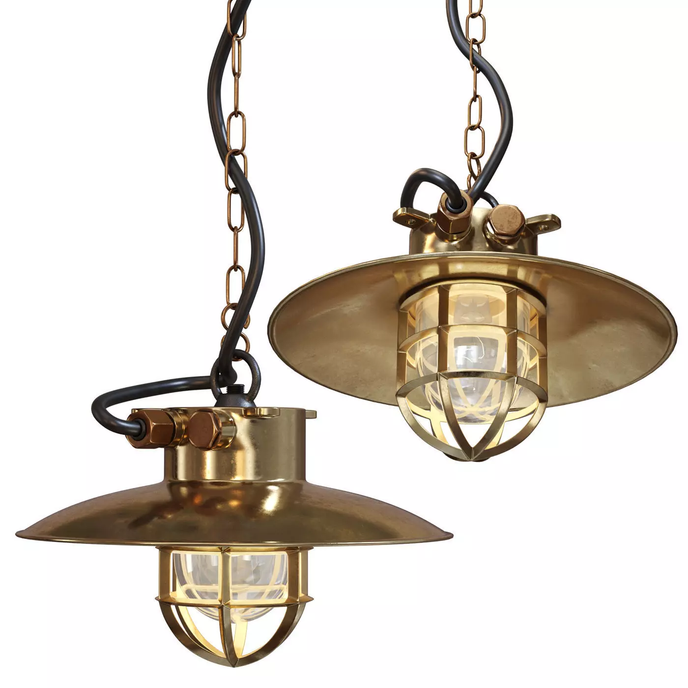 Pendant lamp Brass Explosion Proof 3D model_0