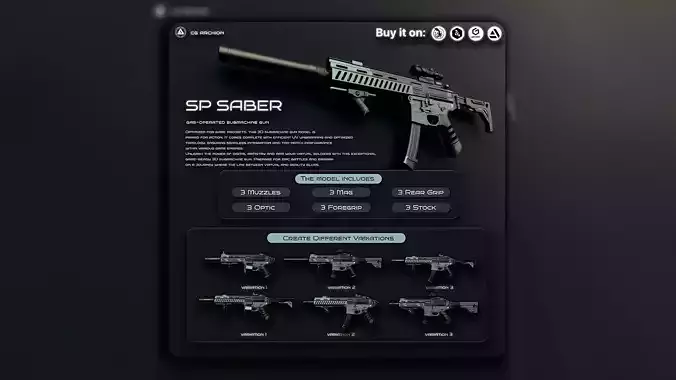 SP SABER SMG Low-poly 3D model