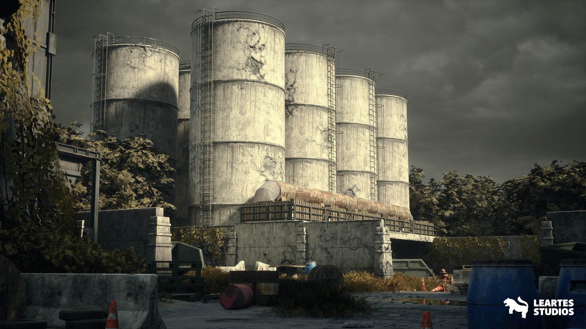 Abandoned Industrial Factory Environment Low-poly 3D model_4