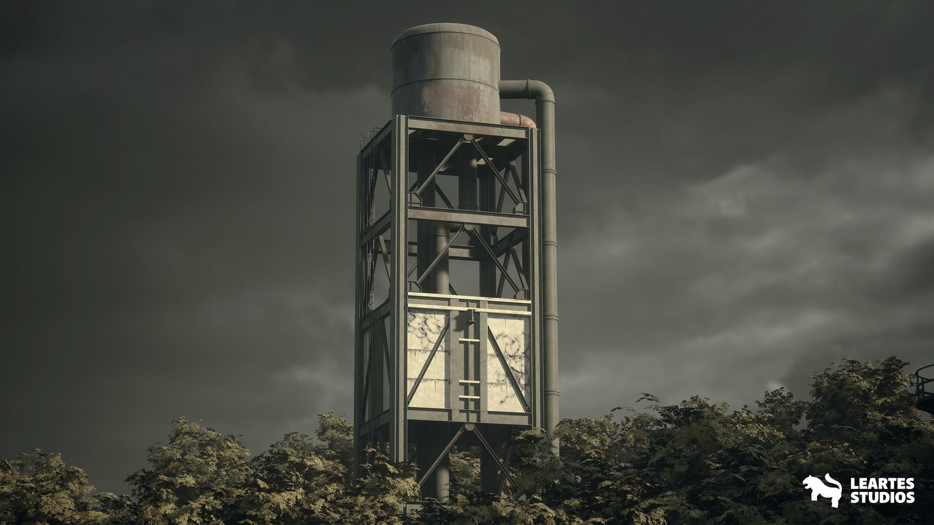 Abandoned Industrial Factory Environment Low-poly 3D model_6