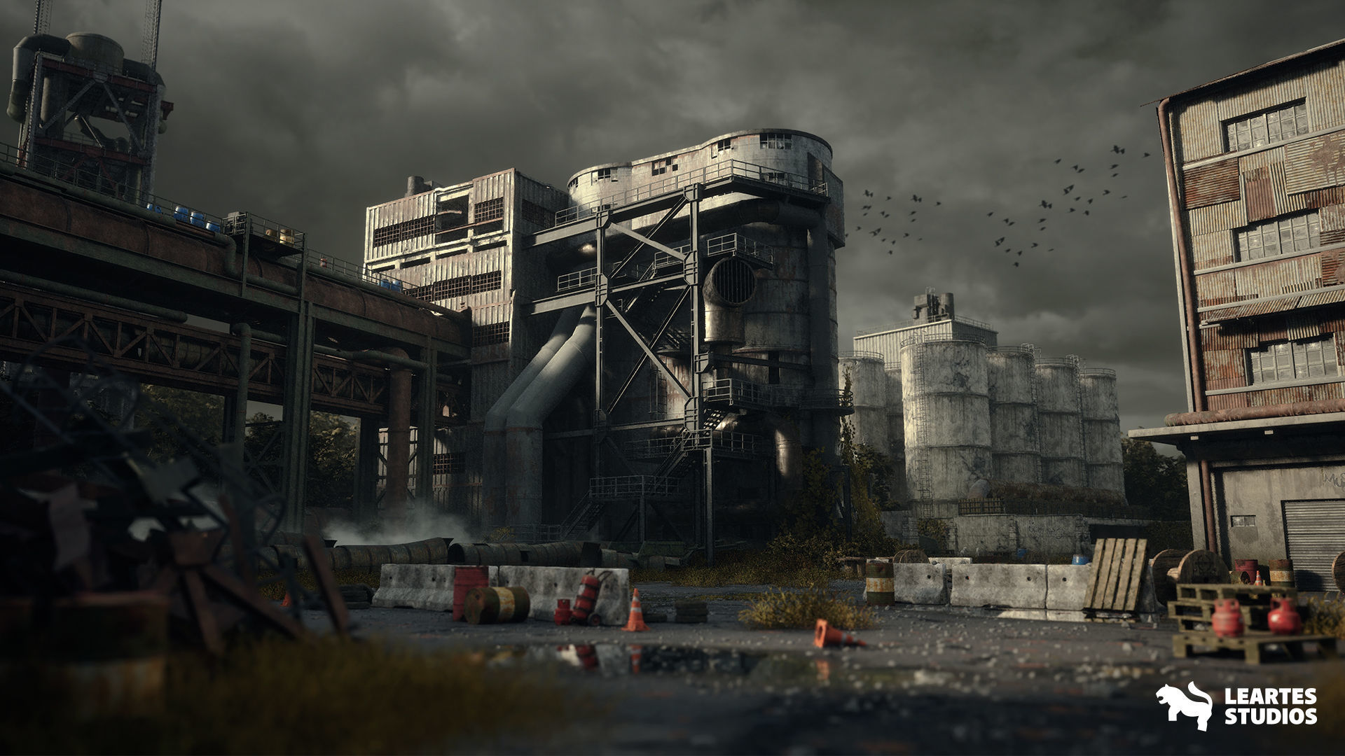 Abandoned Industrial Factory Environment Low-poly 3D model_19