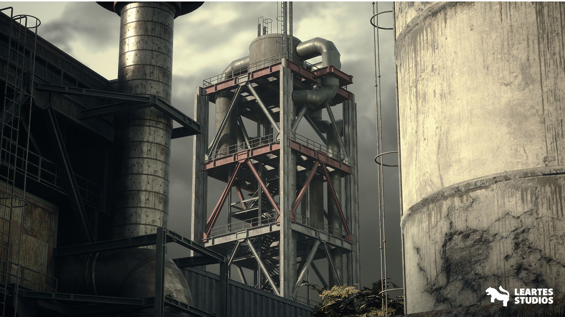 Abandoned Industrial Factory Environment Low-poly 3D model_7