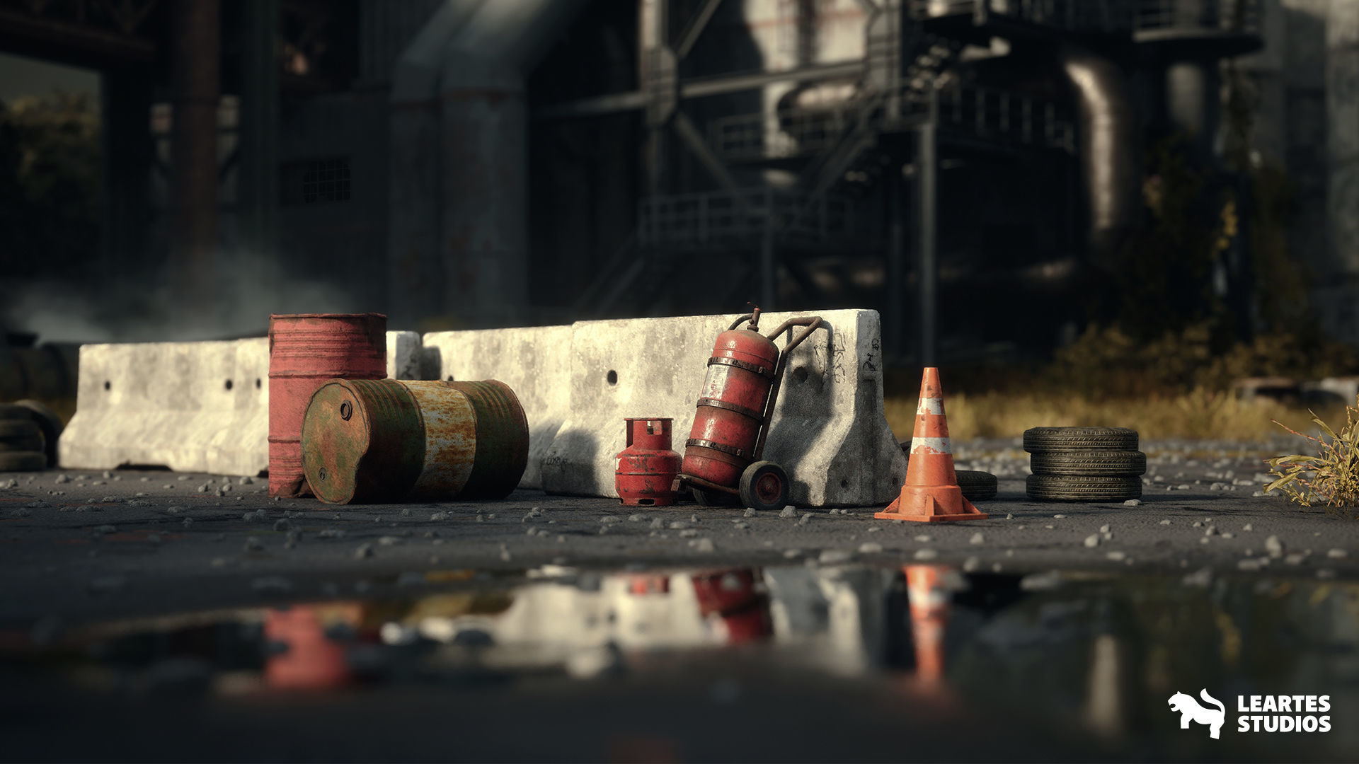 Abandoned Industrial Factory Environment Low-poly 3D model_16
