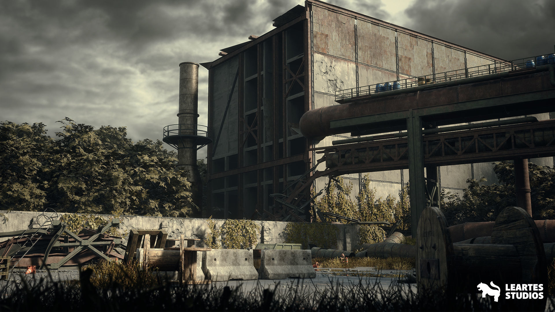 Abandoned Industrial Factory Environment Low-poly 3D model_8