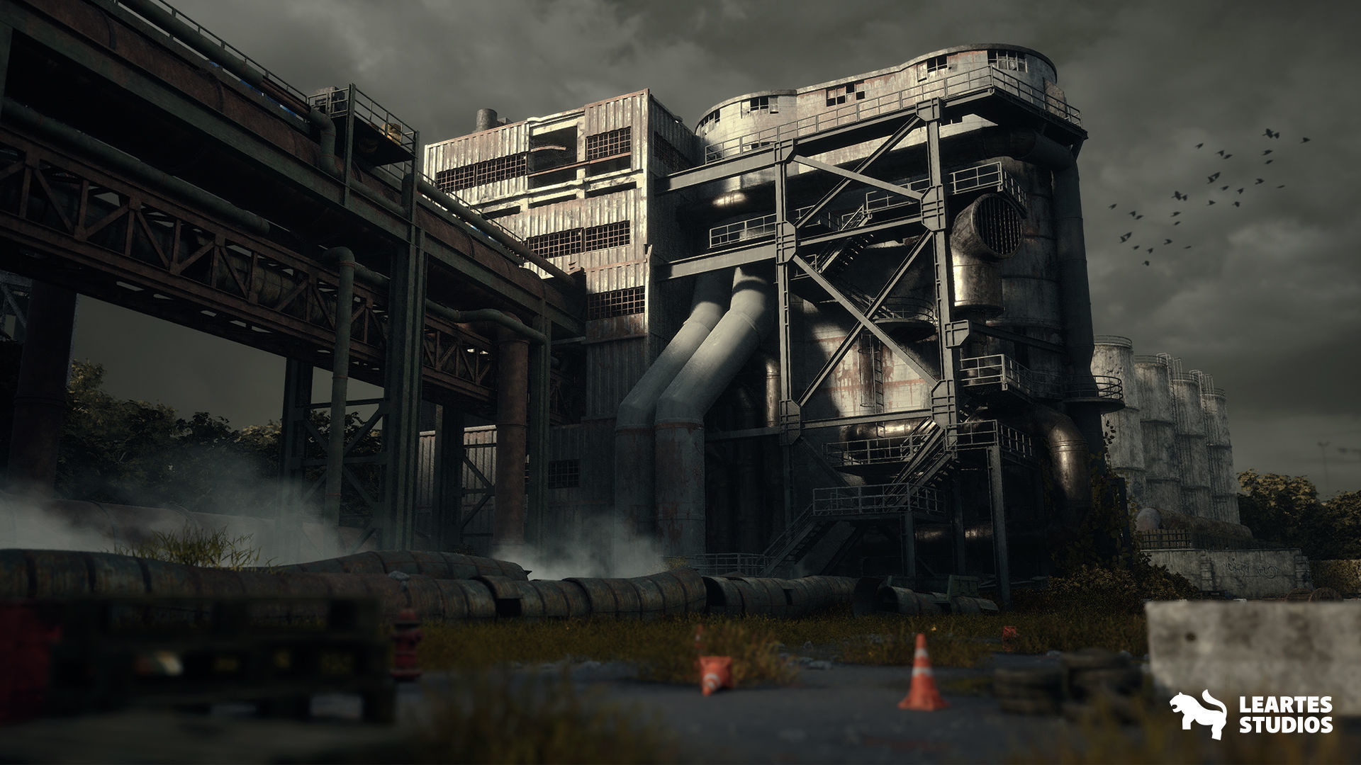 Abandoned Industrial Factory Environment Low-poly 3D model_20