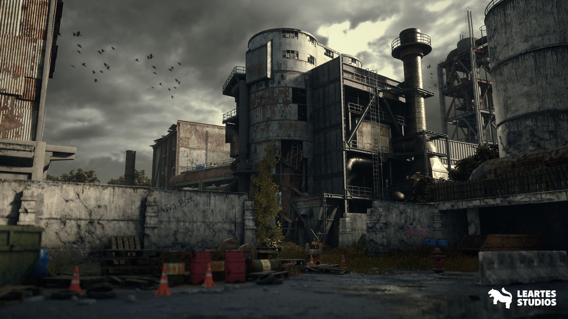 Abandoned Industrial Factory Environment Low-poly 3D model_18