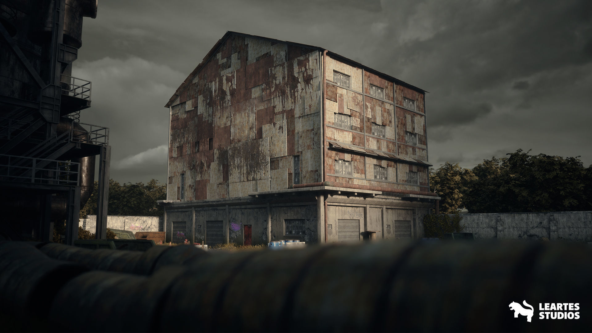 Abandoned Industrial Factory Environment Low-poly 3D model_3
