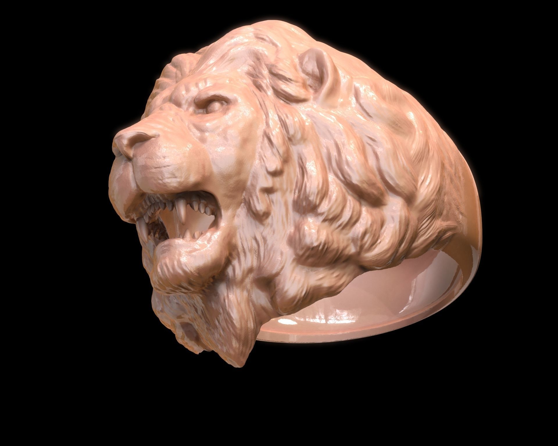 Lion Head Ring 3D print model_26