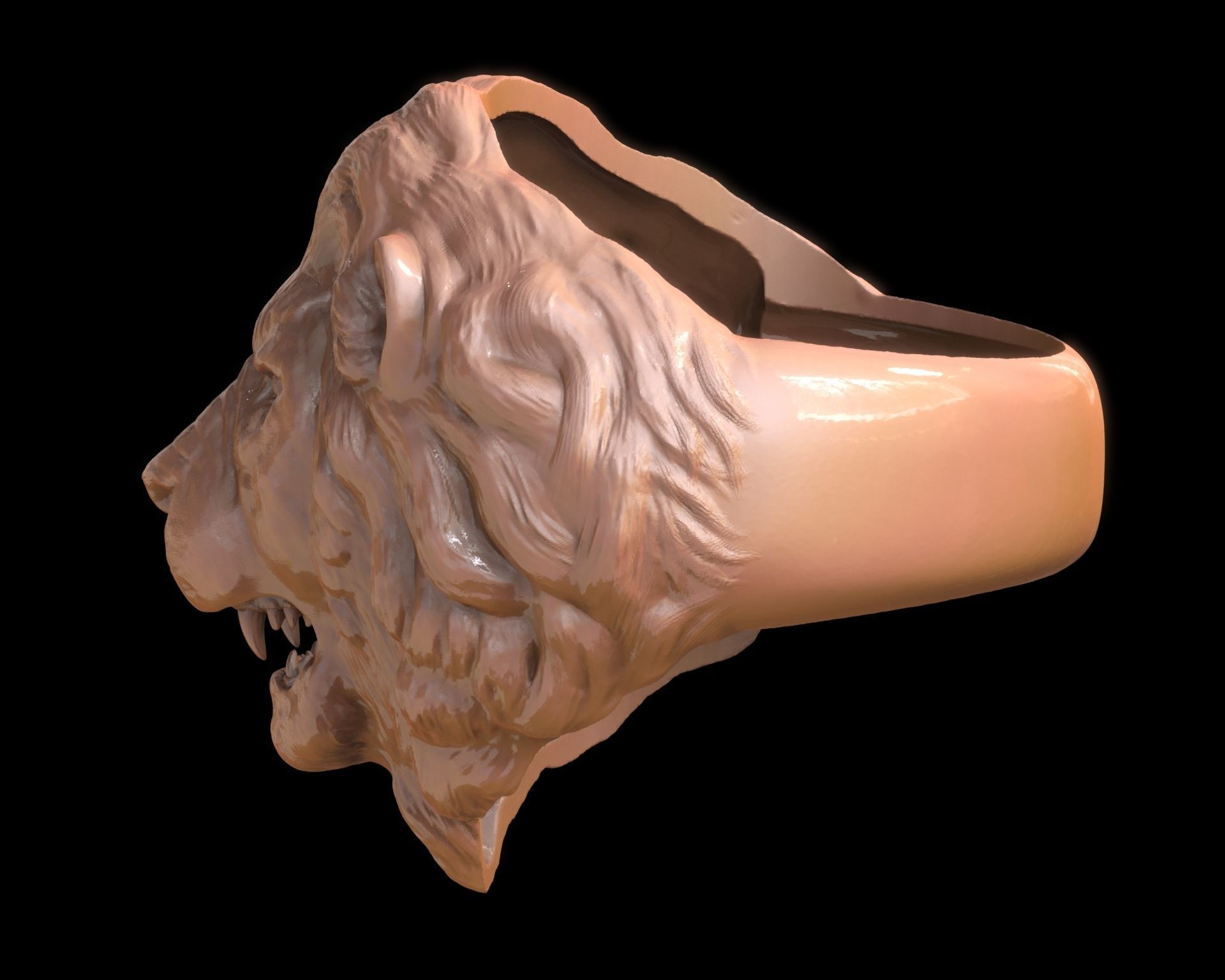 Lion Head Ring 3D print model_8