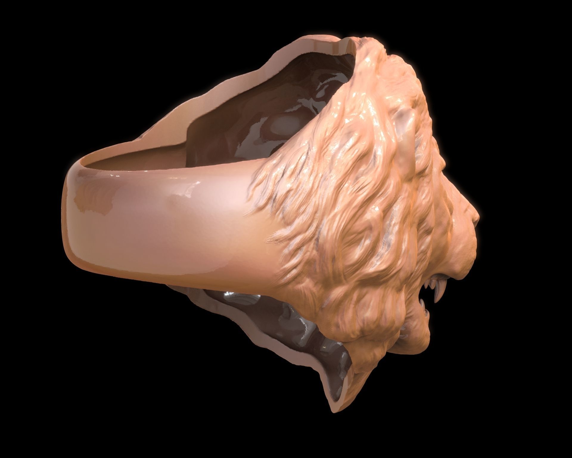 Lion Head Ring 3D print model_17