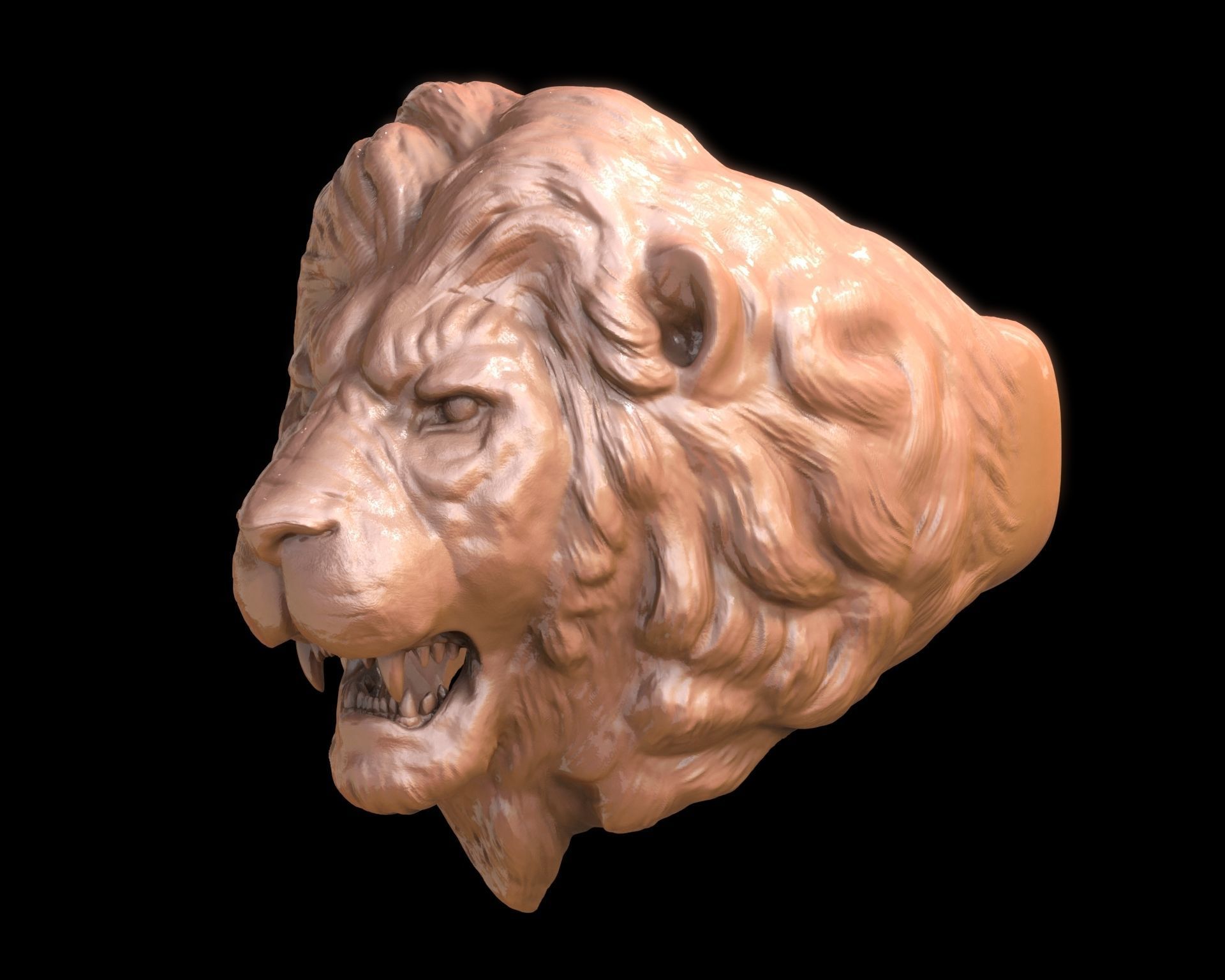 Lion Head Ring 3D print model_4