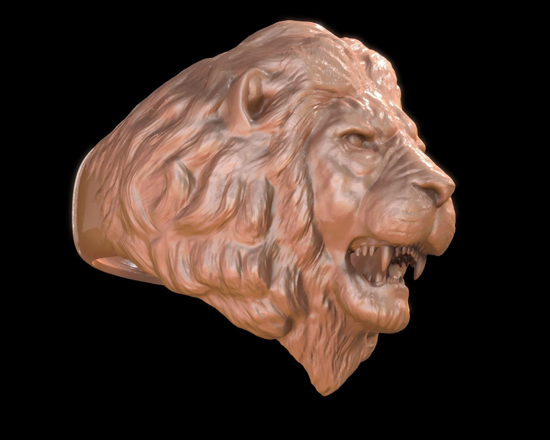 Lion Head Ring 3D print model_27