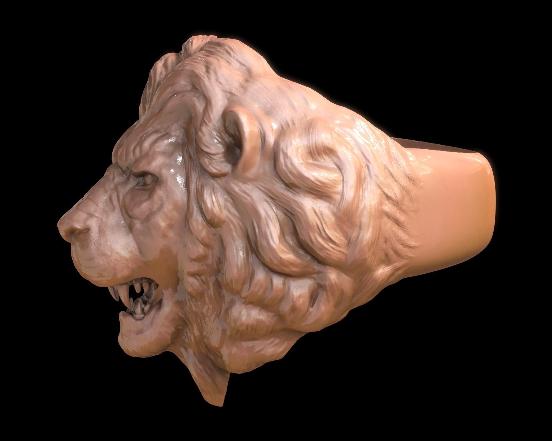 Lion Head Ring 3D print model_6