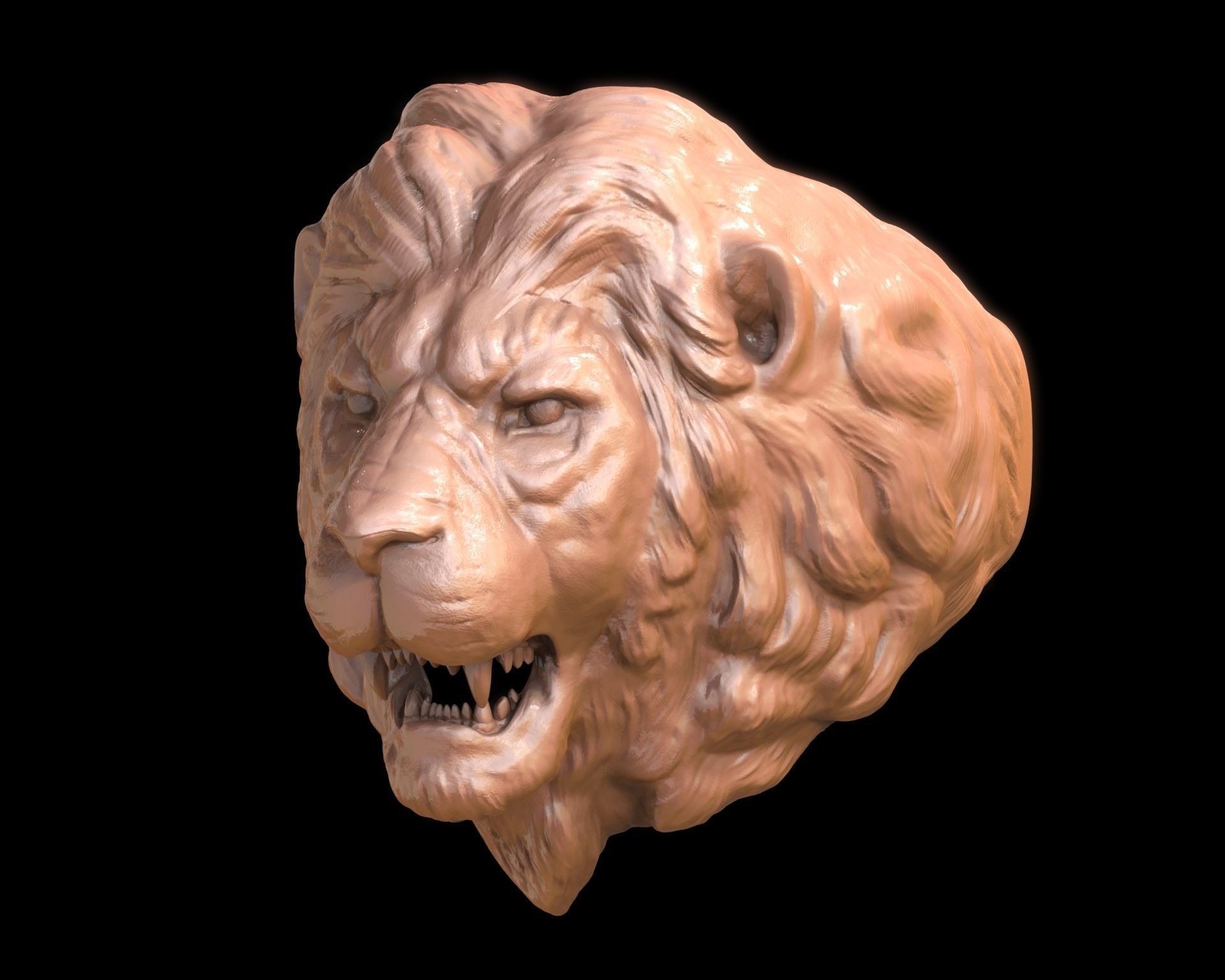 Lion Head Ring 3D print model_3