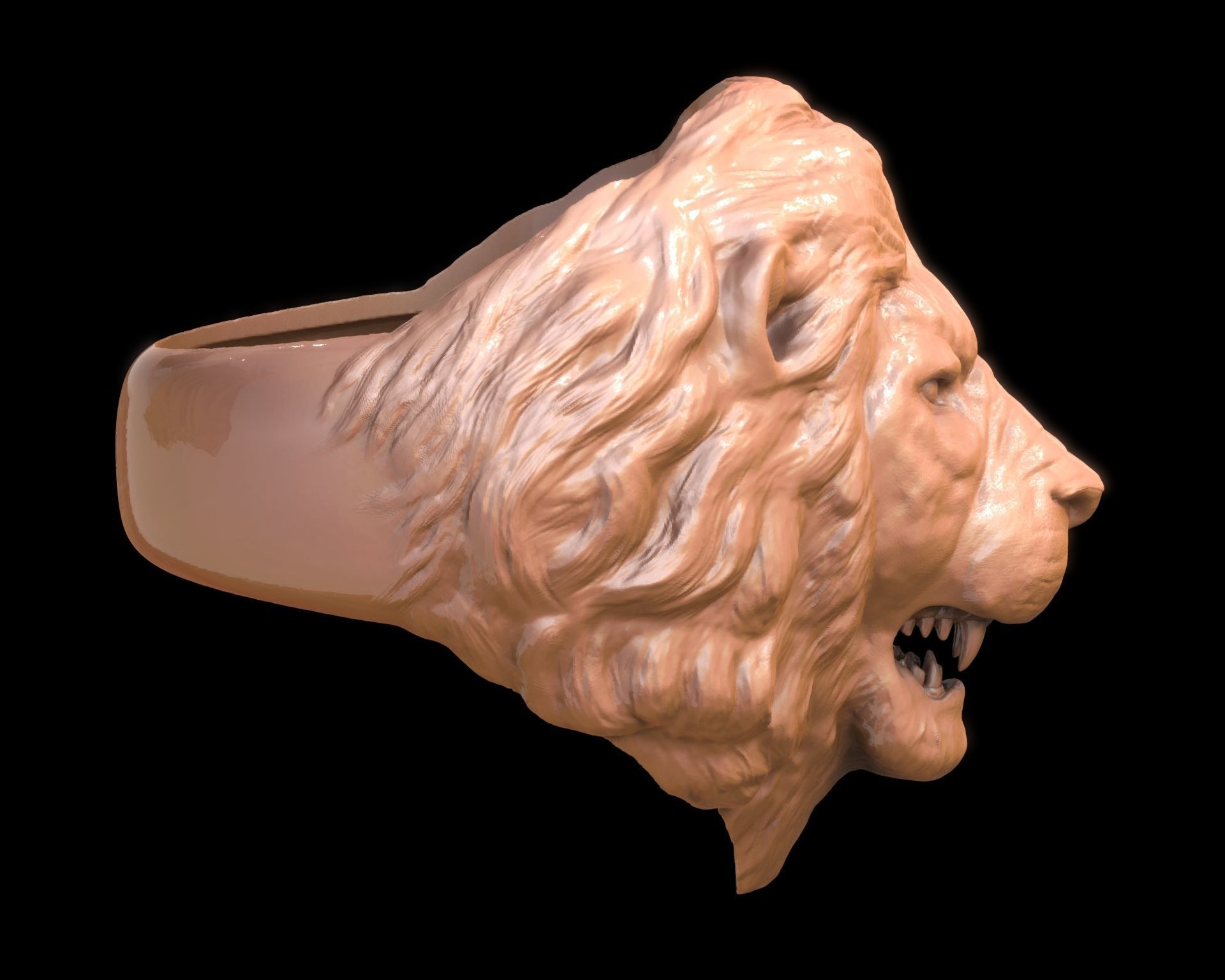 Lion Head Ring 3D print model_19