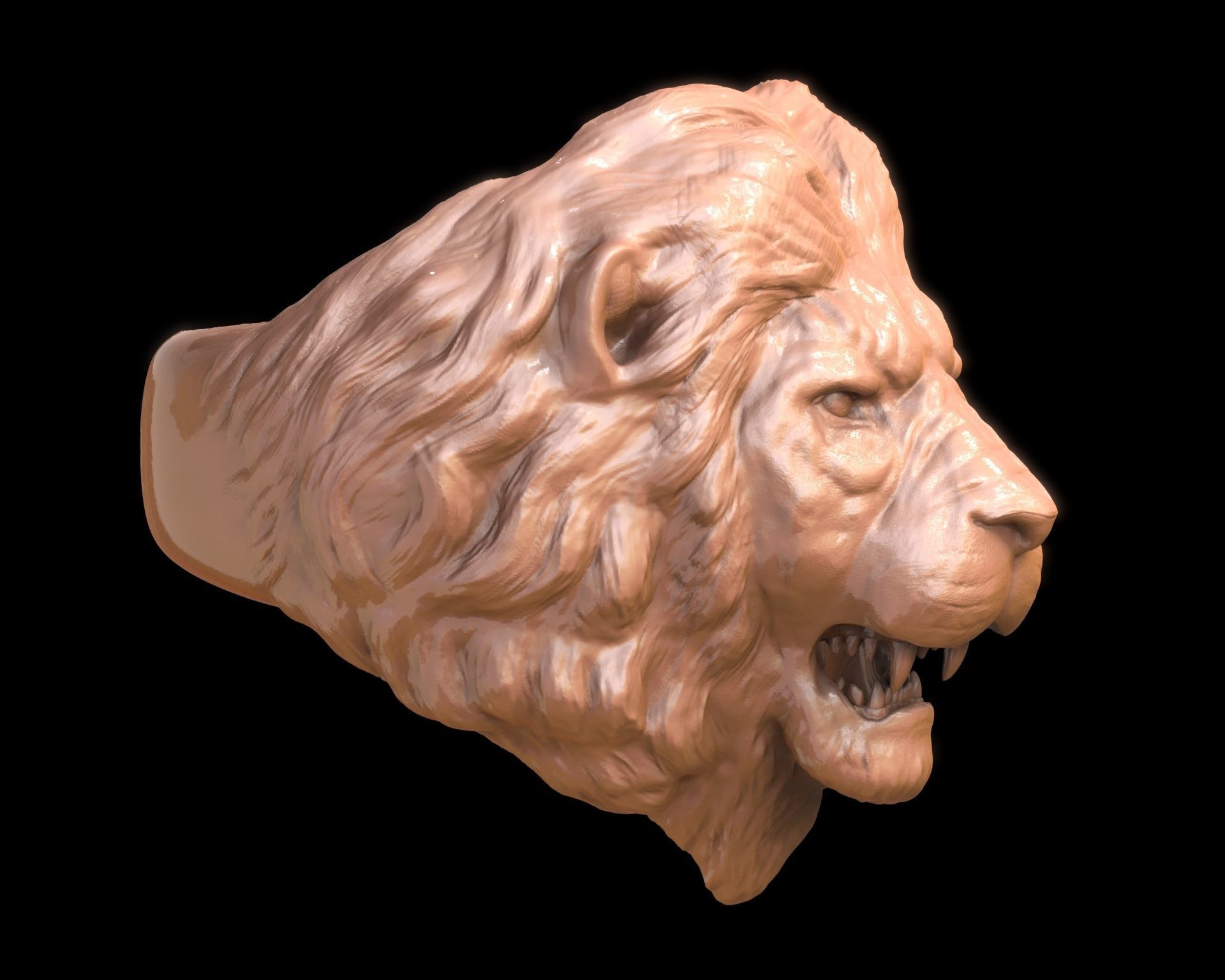 Lion Head Ring 3D print model_21