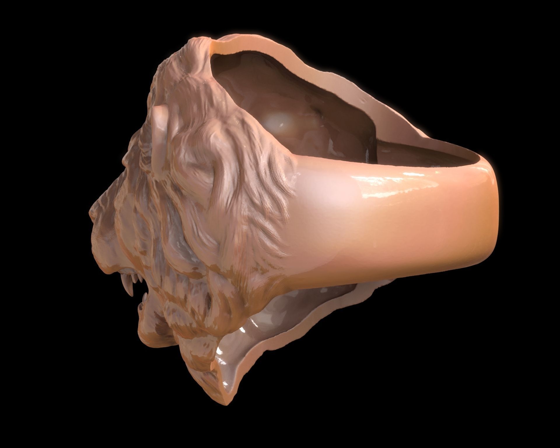 Lion Head Ring 3D print model_9