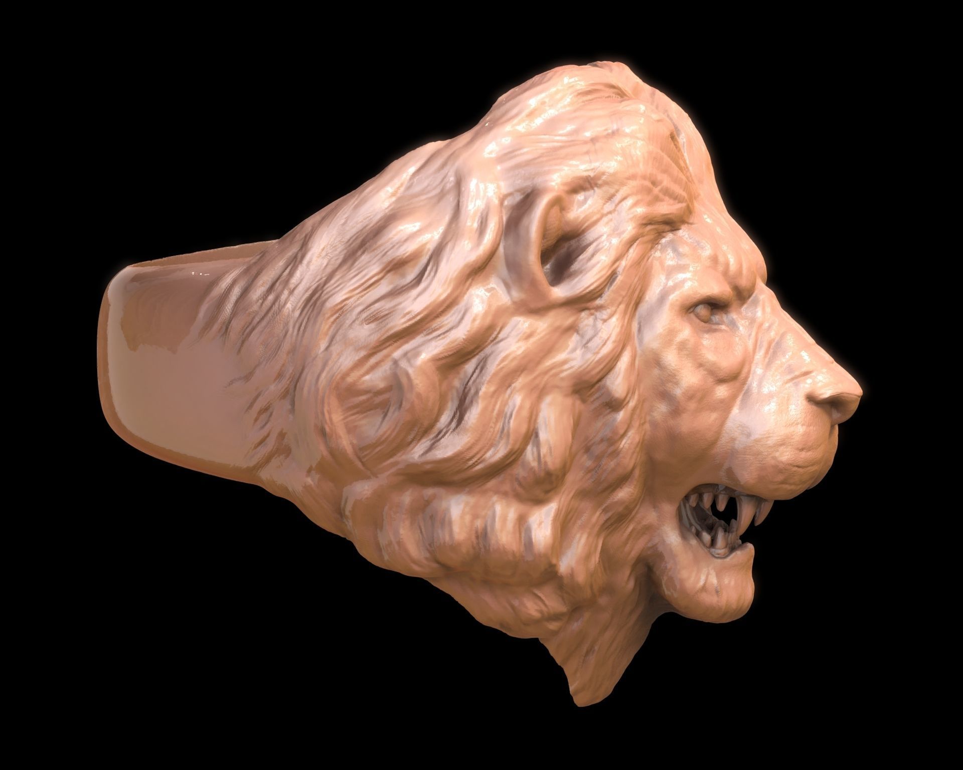 Lion Head Ring 3D print model_20
