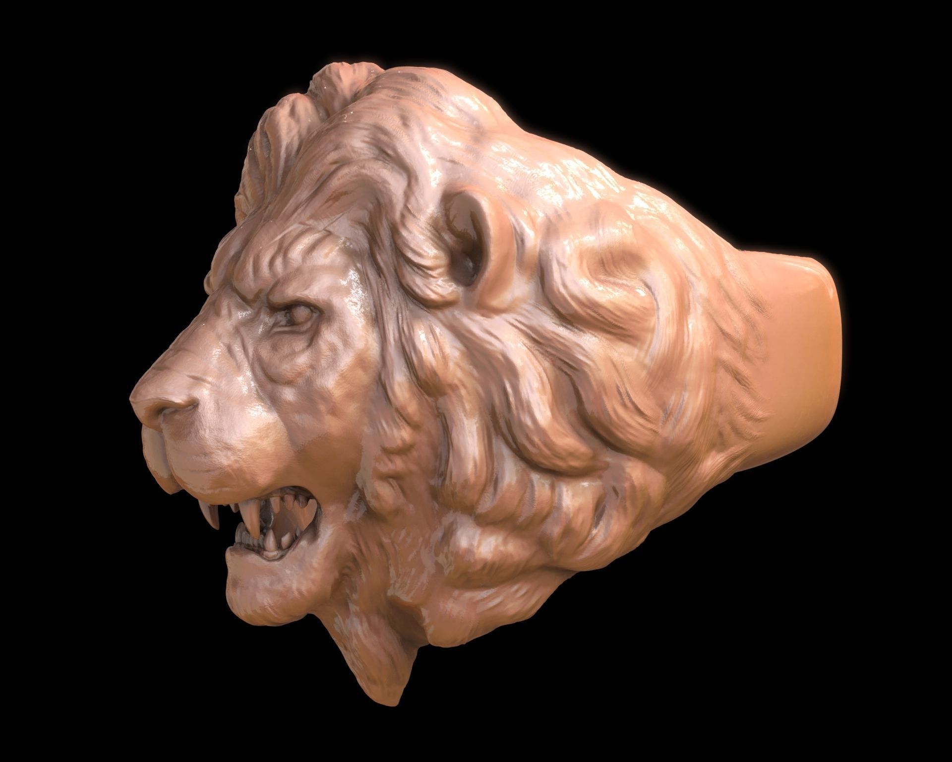 Lion Head Ring 3D print model_5