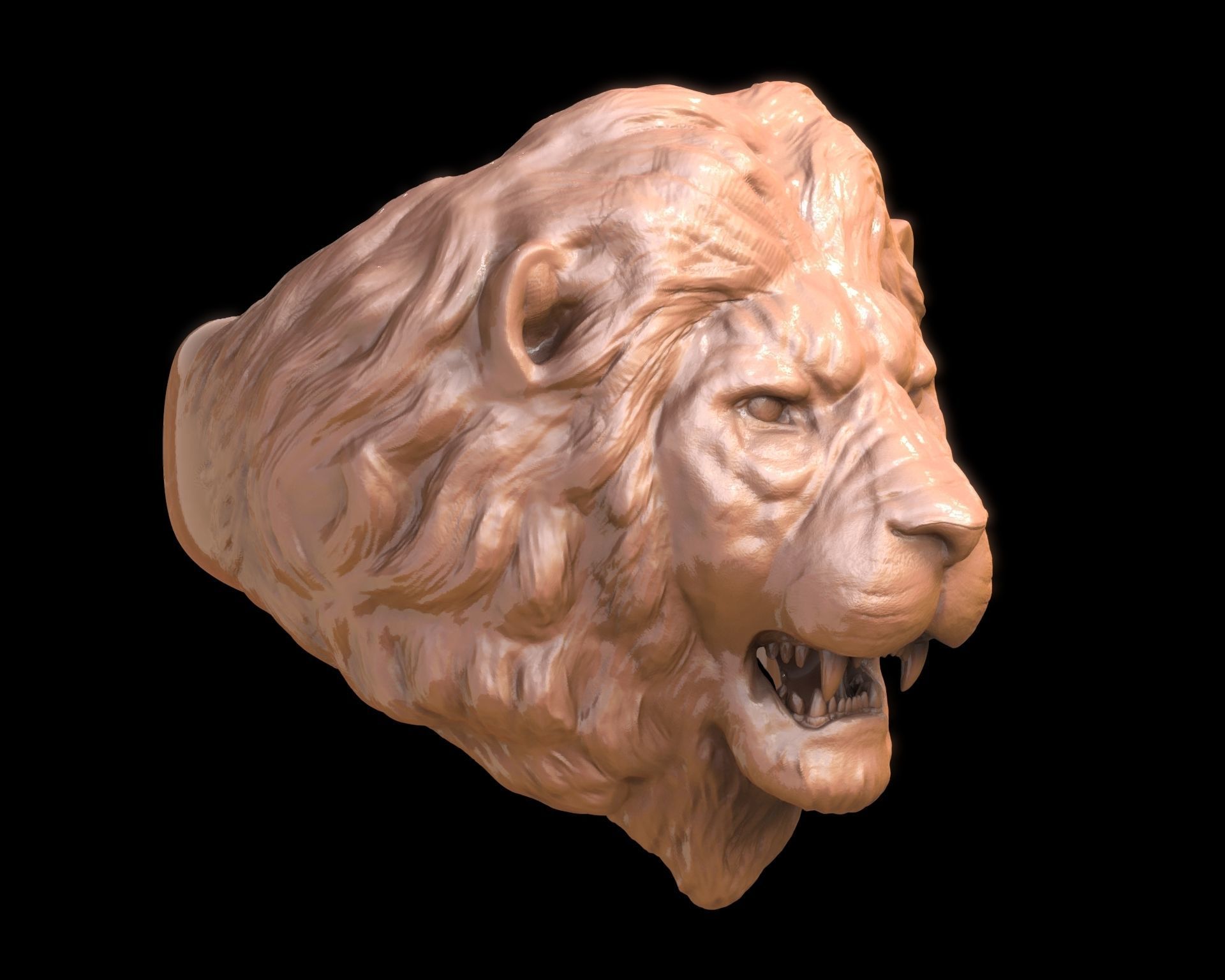 Lion Head Ring 3D print model_22