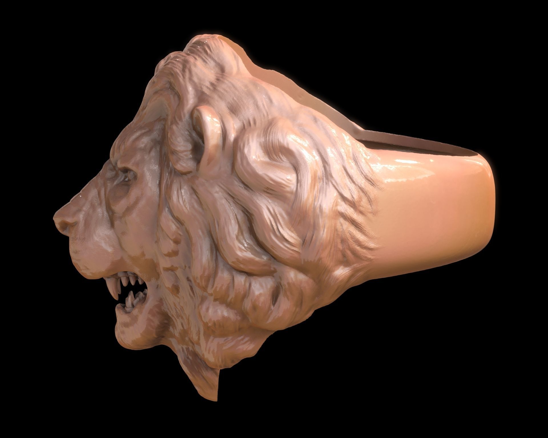 Lion Head Ring 3D print model_7