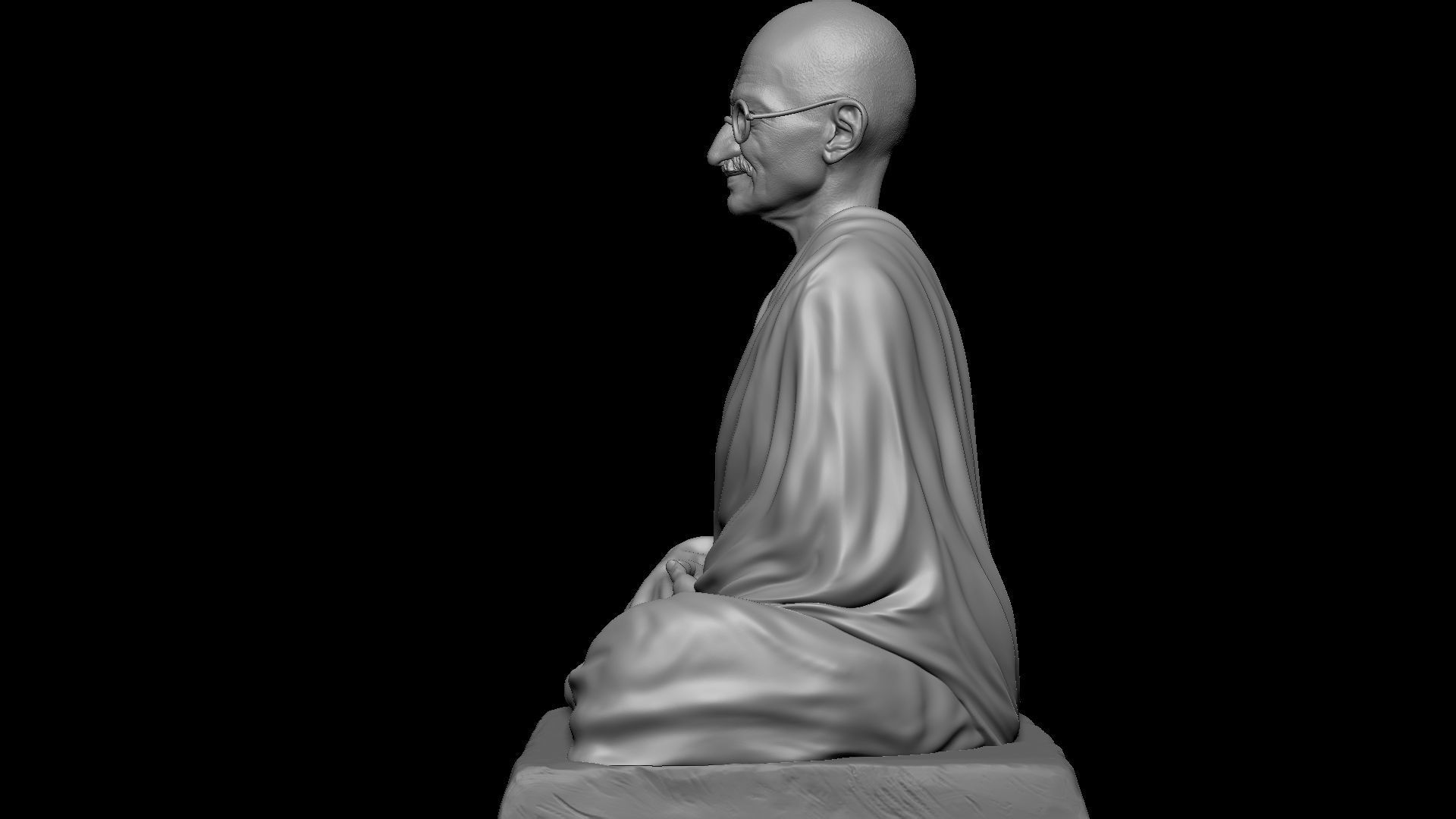 Mahatma Gandhi sculpture 3D print model_5