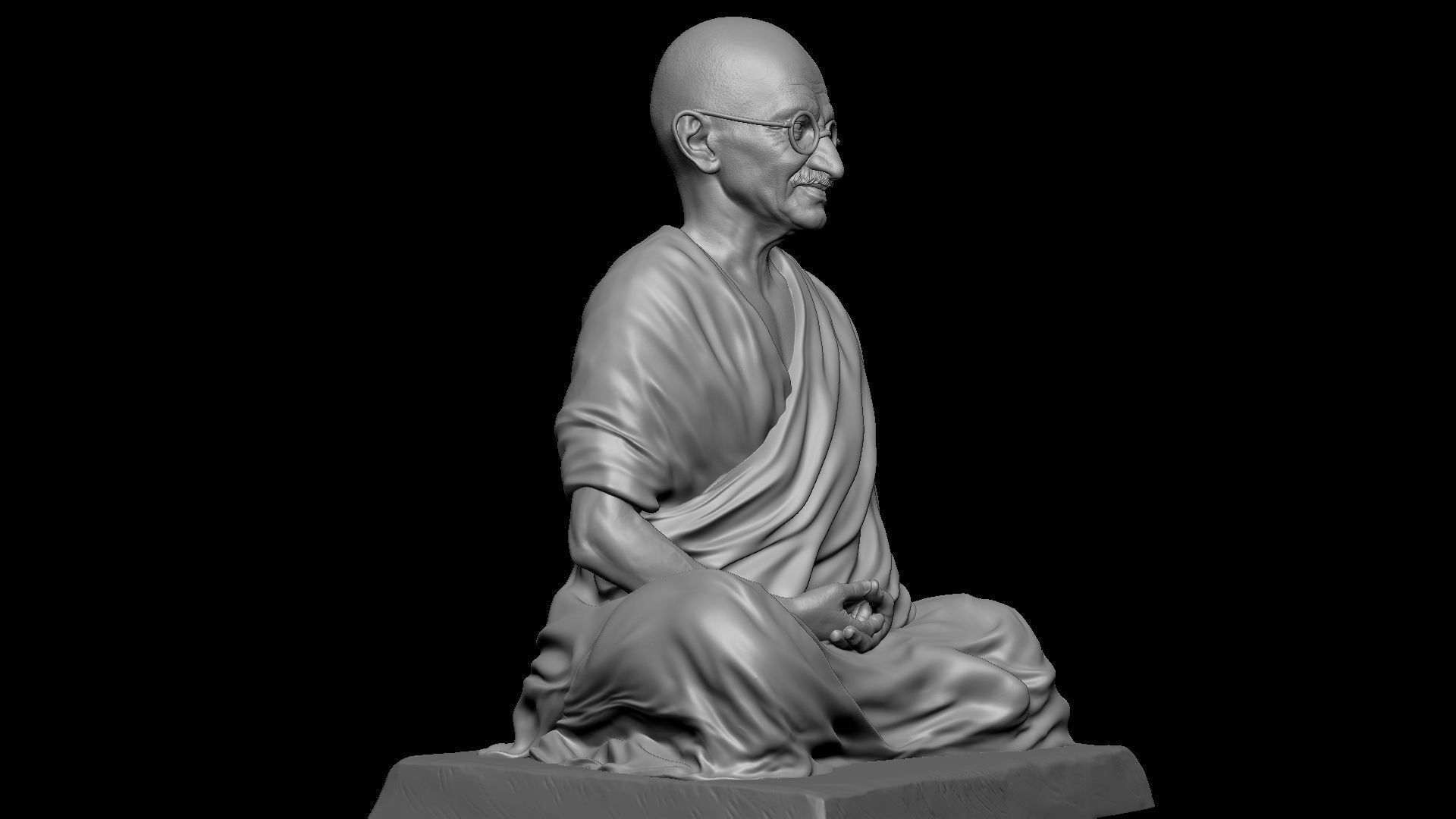 Mahatma Gandhi sculpture 3D print model_18