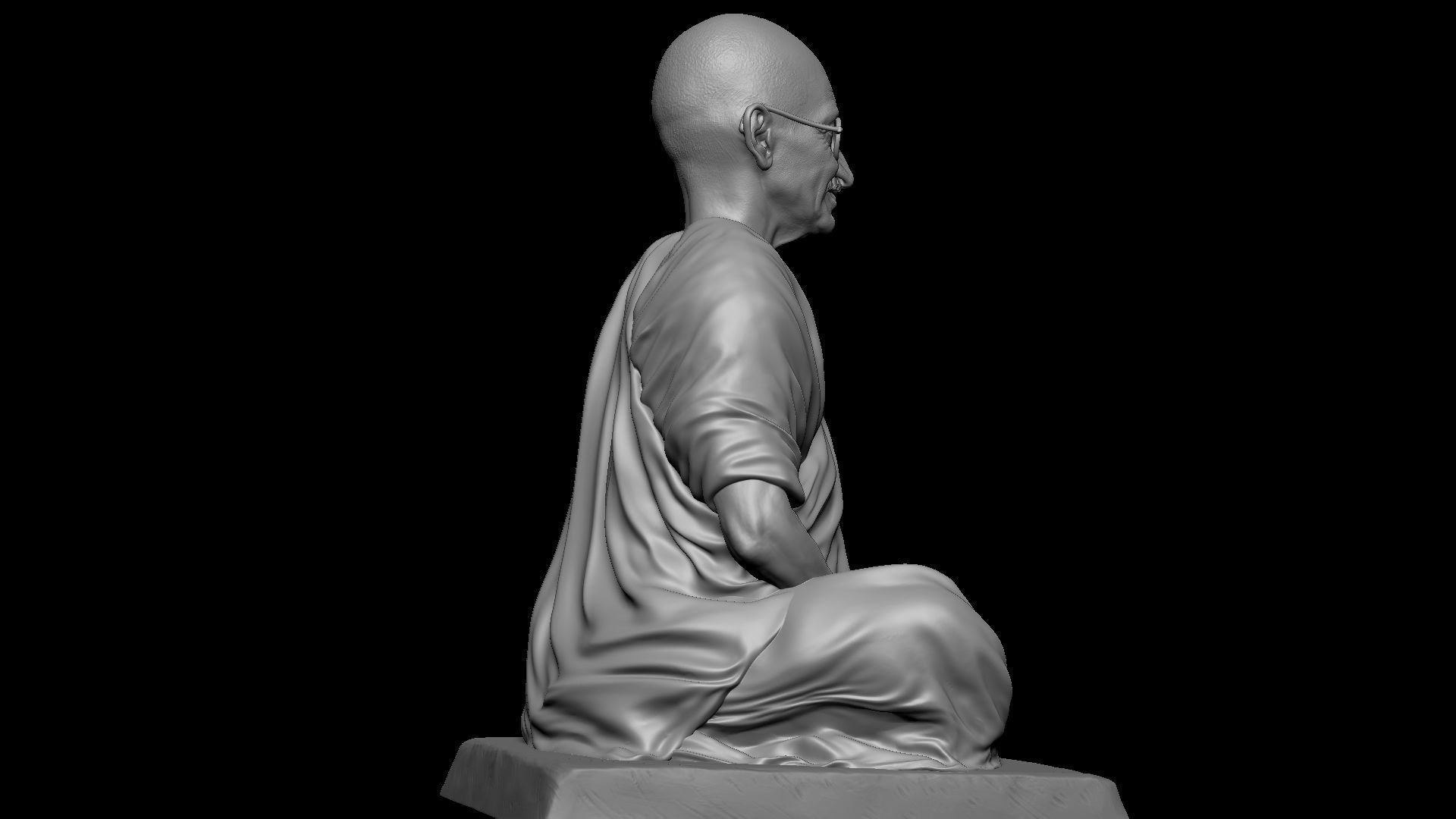 Mahatma Gandhi sculpture 3D print model_15