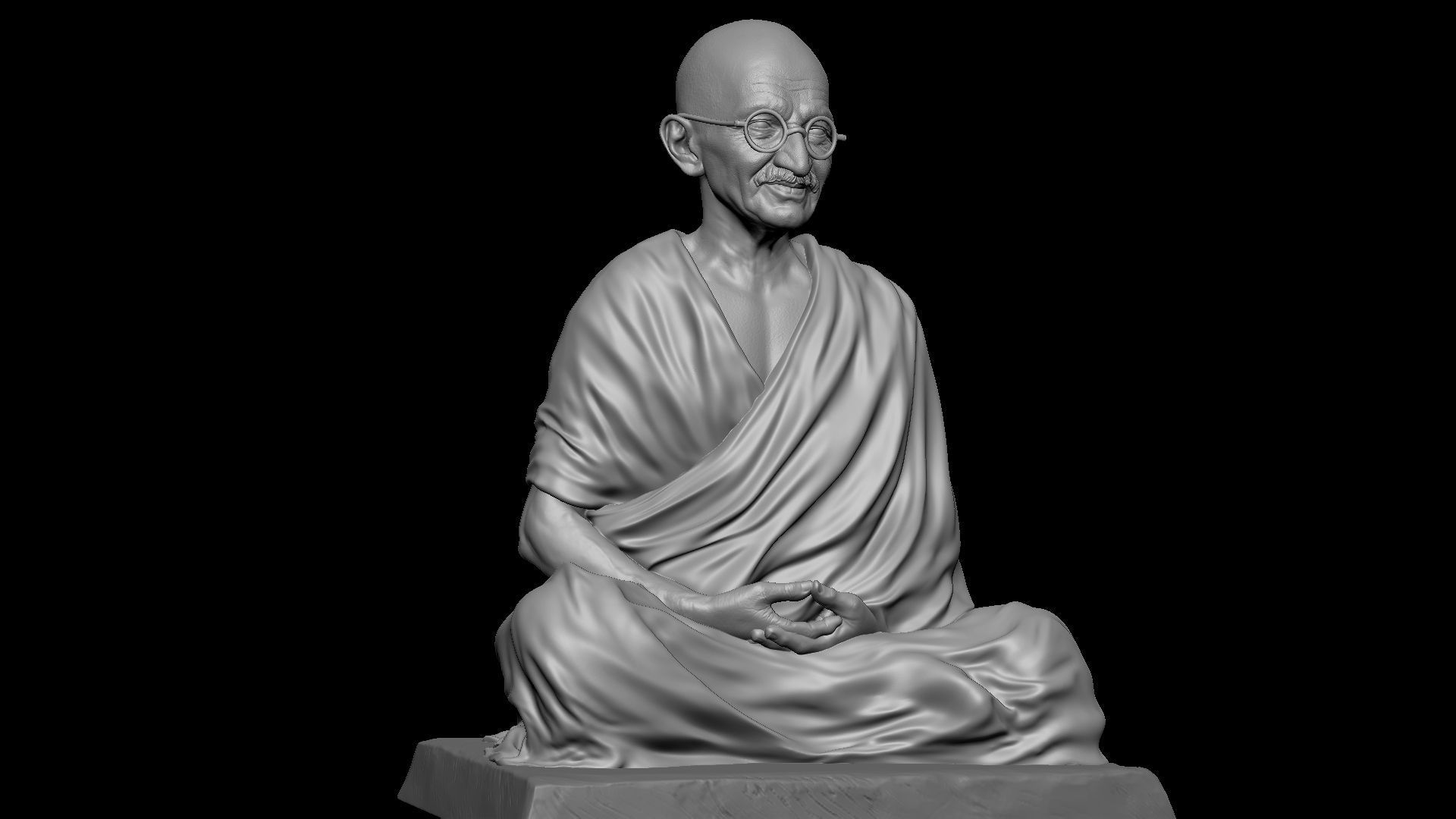 Mahatma Gandhi sculpture 3D print model_21
