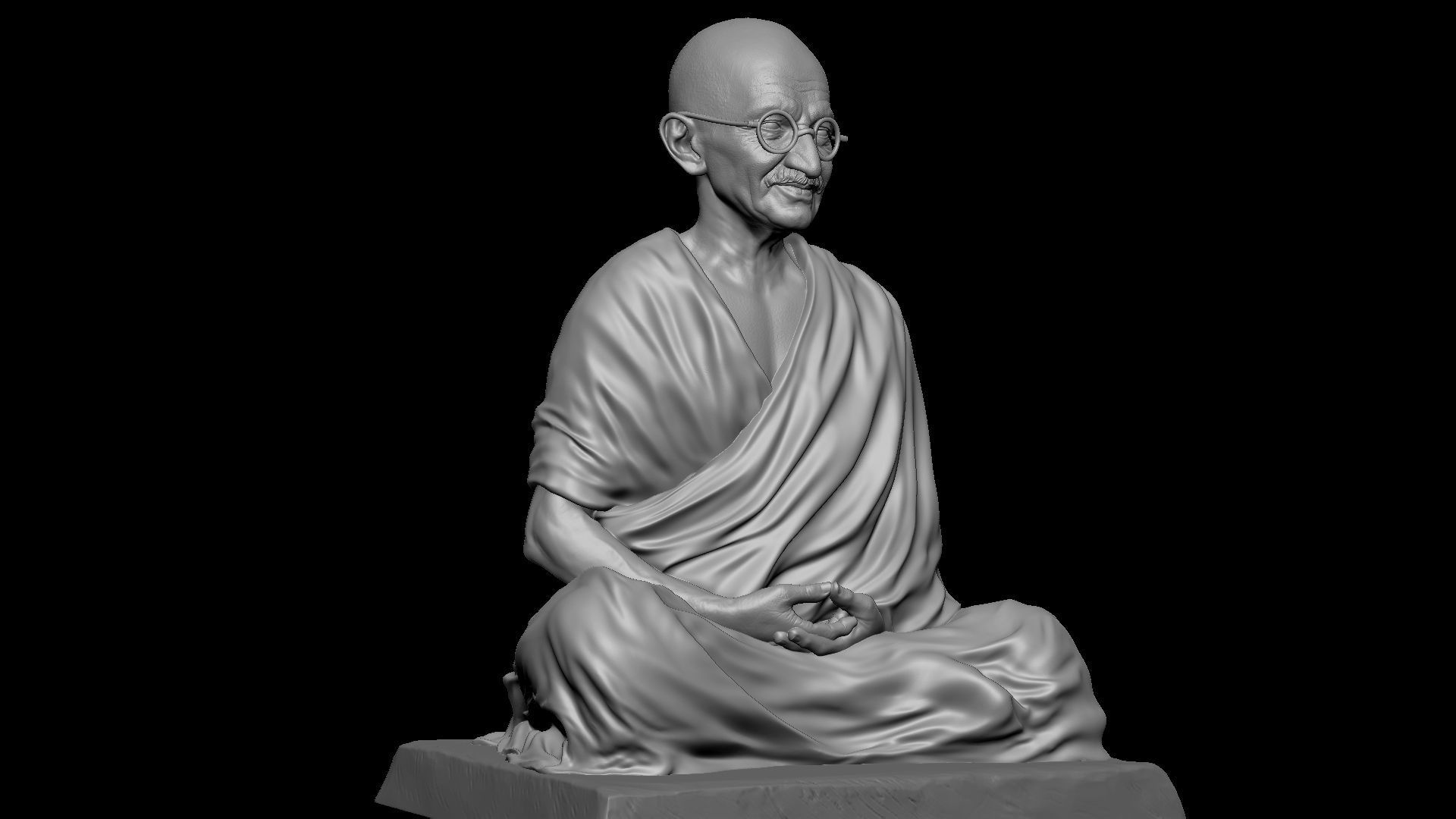 Mahatma Gandhi sculpture 3D print model_19