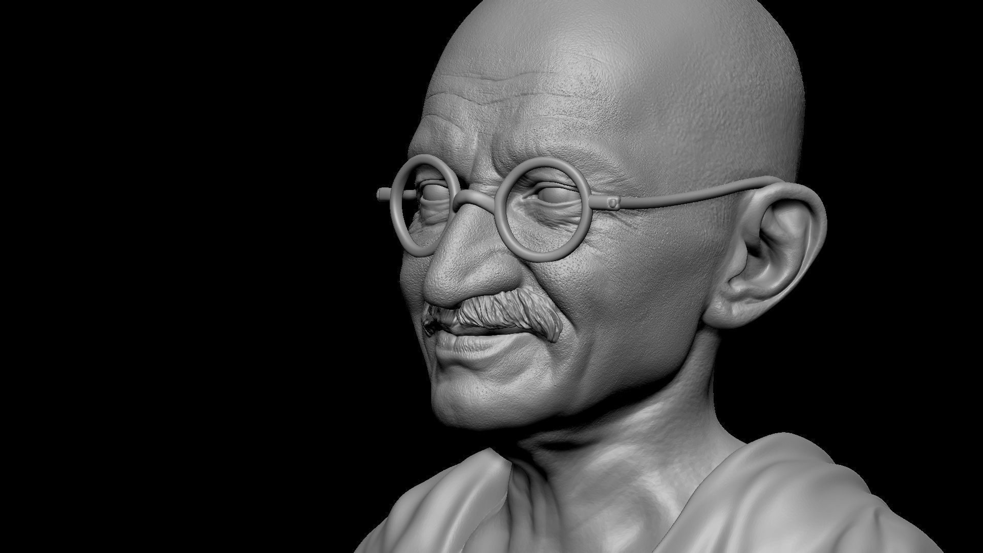 Mahatma Gandhi sculpture 3D print model_23