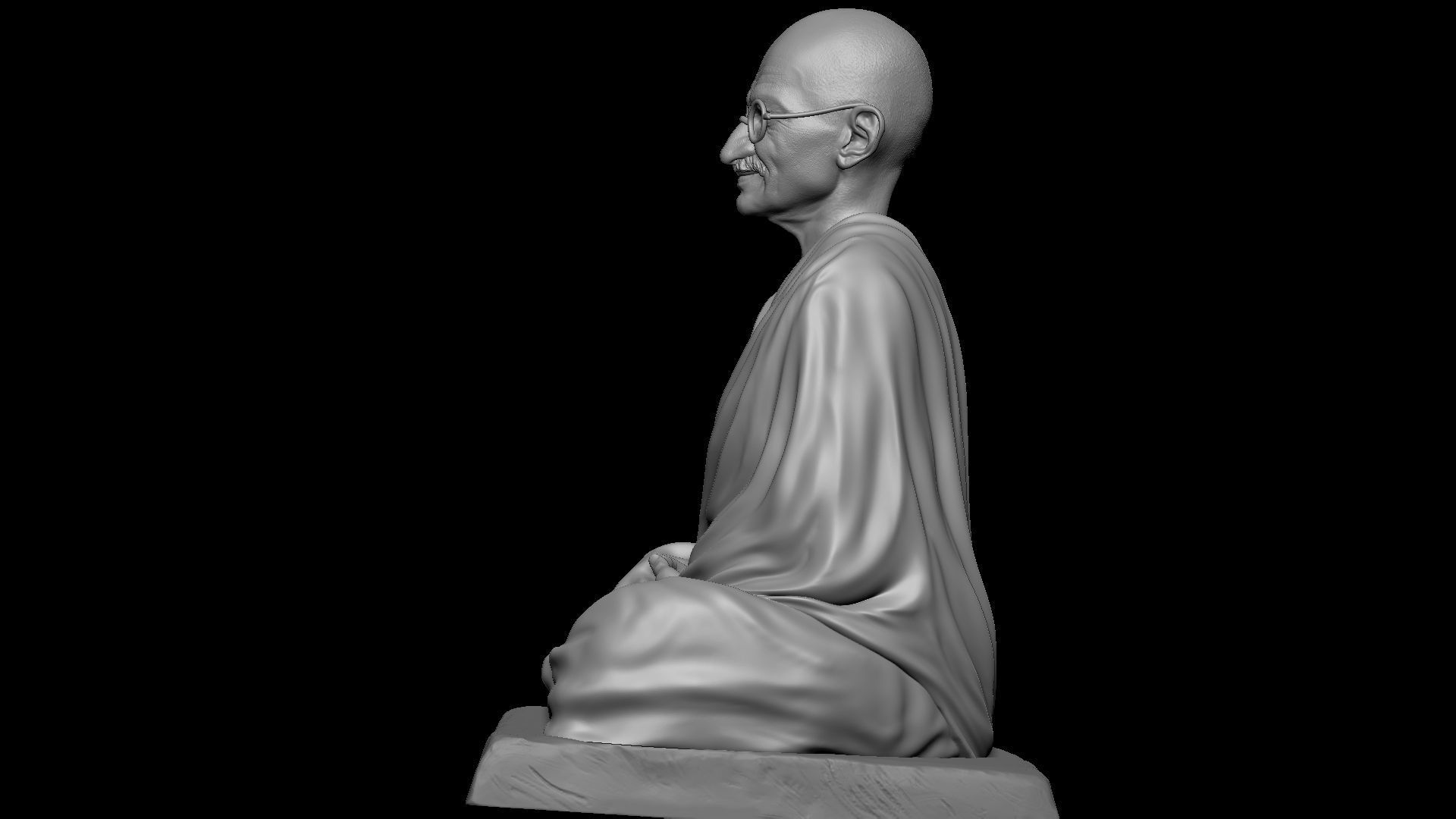 Mahatma Gandhi sculpture 3D print model_33