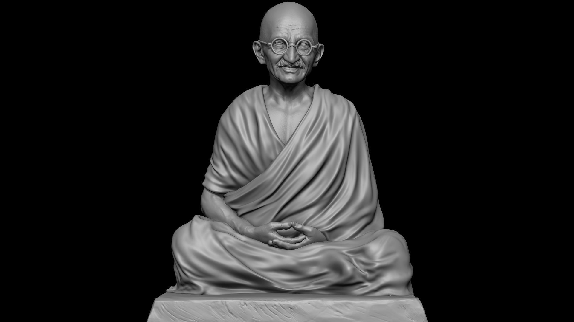 Mahatma Gandhi sculpture 3D print model_2