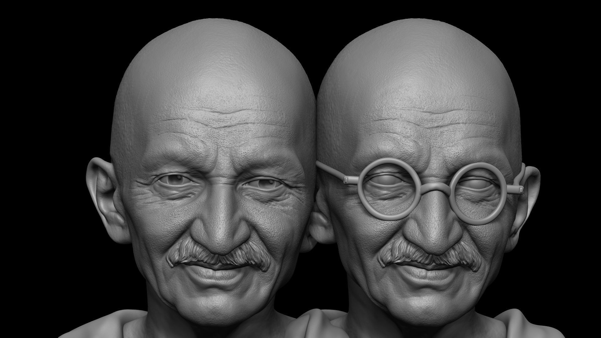 Mahatma Gandhi sculpture 3D print model_4