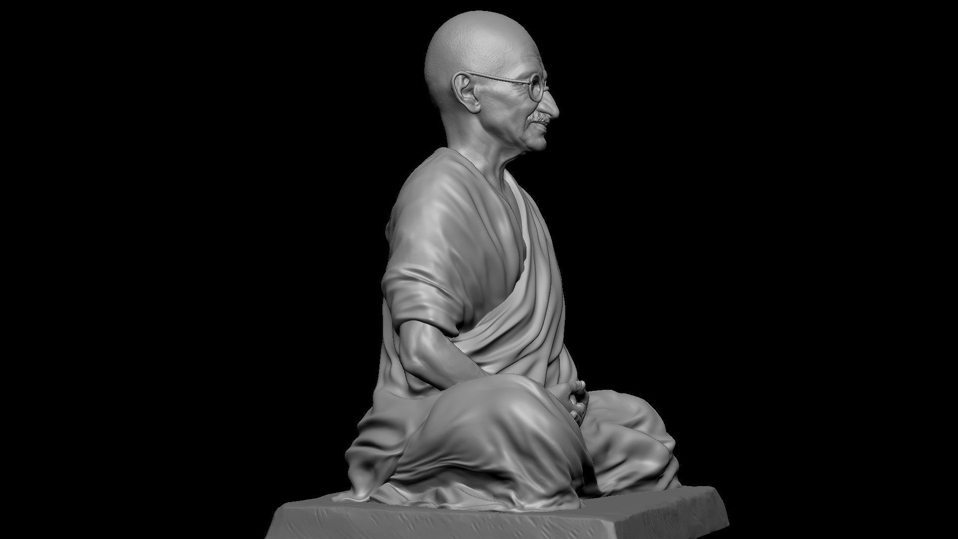 Mahatma Gandhi sculpture 3D print model_17