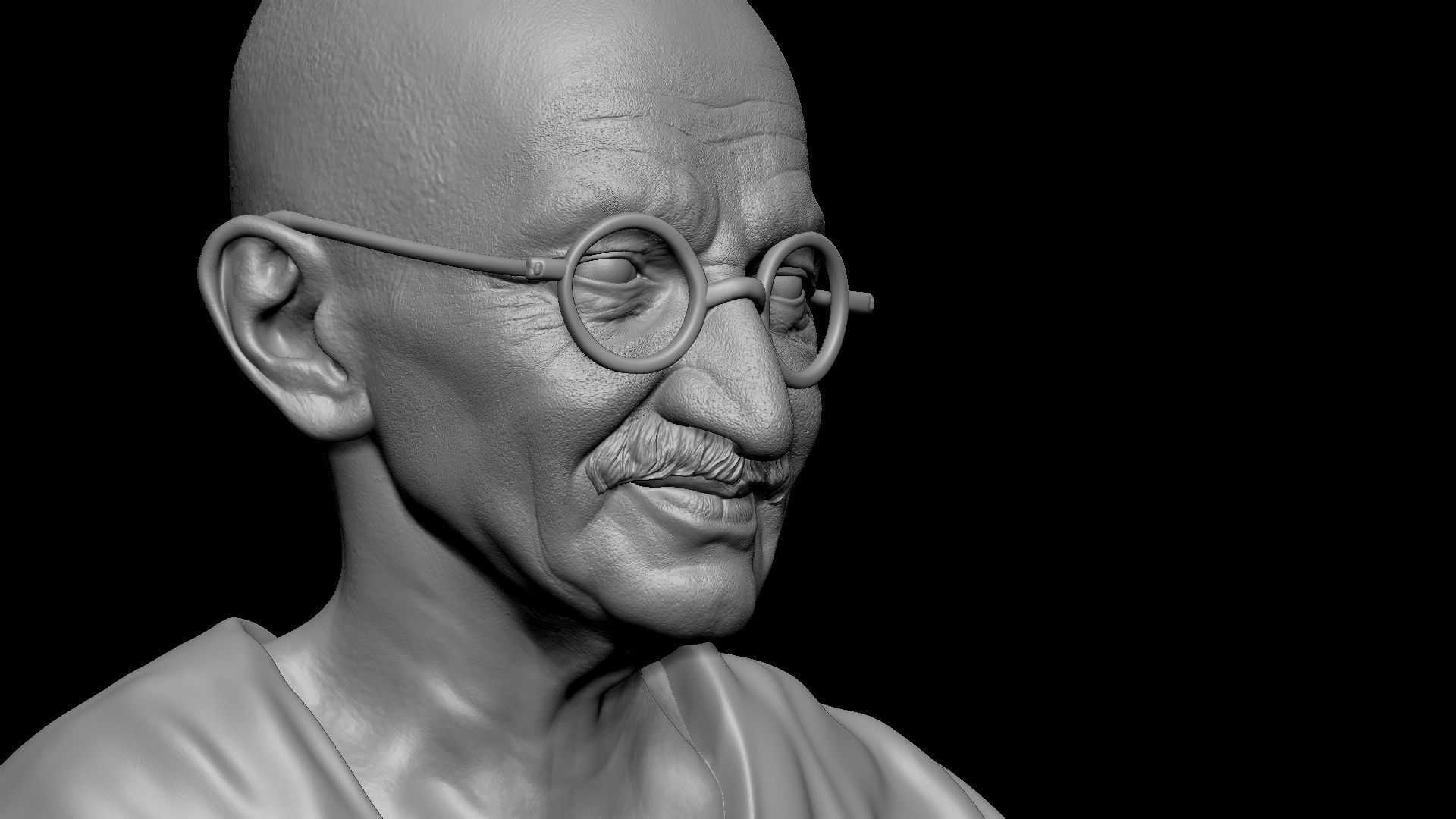 Mahatma Gandhi sculpture 3D print model_22