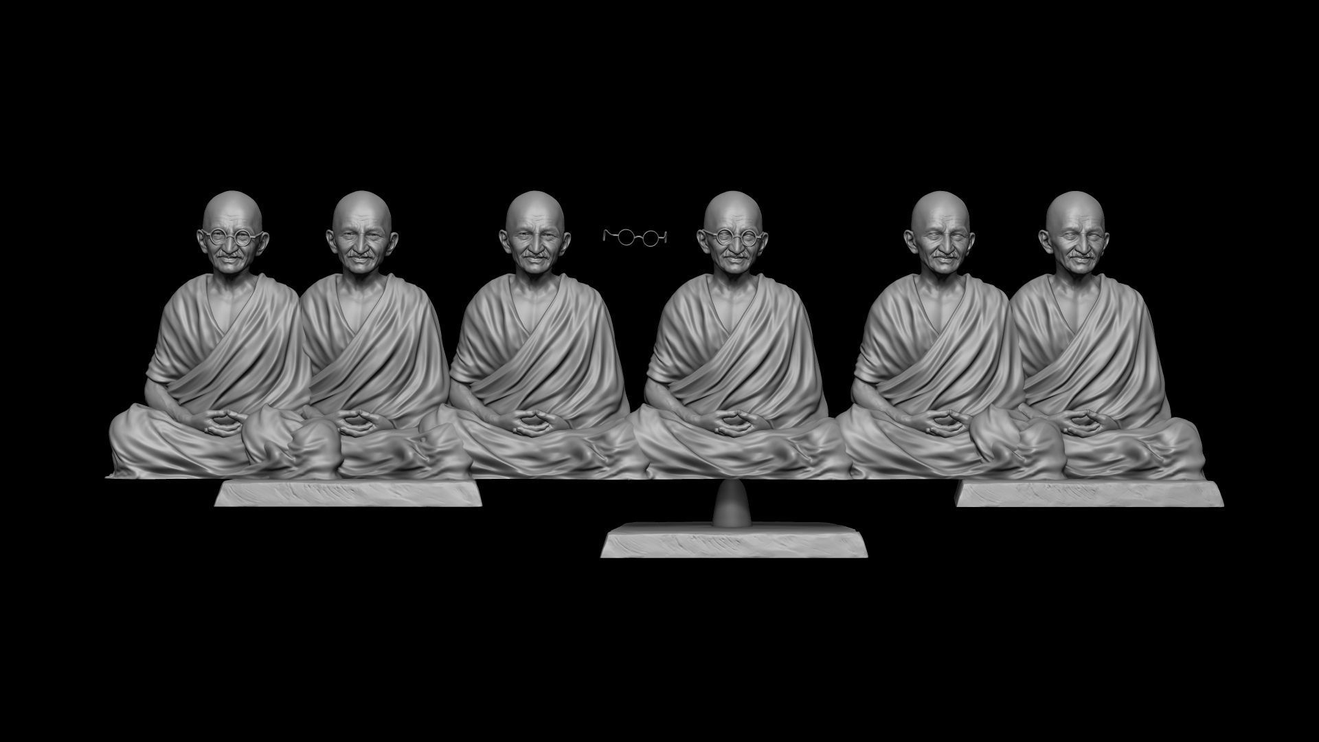 Mahatma Gandhi sculpture 3D print model_3