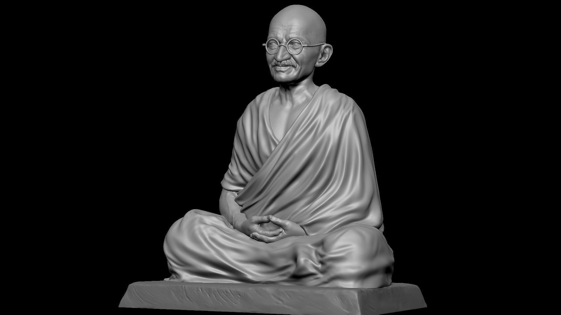 Mahatma Gandhi sculpture 3D print model_29