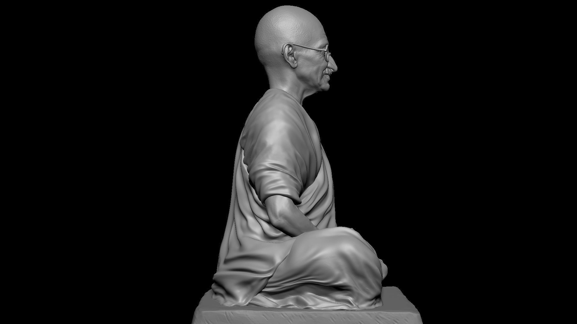 Mahatma Gandhi sculpture 3D print model_16