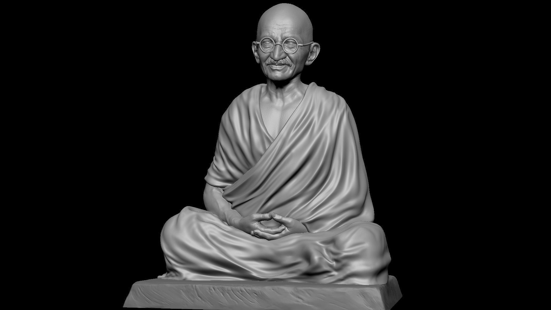 Mahatma Gandhi sculpture 3D print model_28