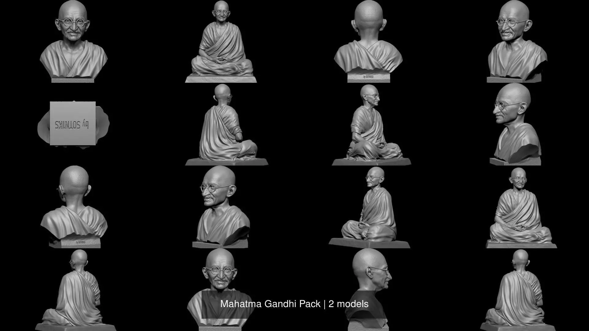 Mahatma Gandhi Pack 3D Model Collection_0