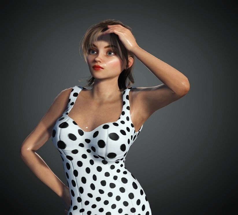 Cartoon Woman 3D model  Low-poly 3D model_16