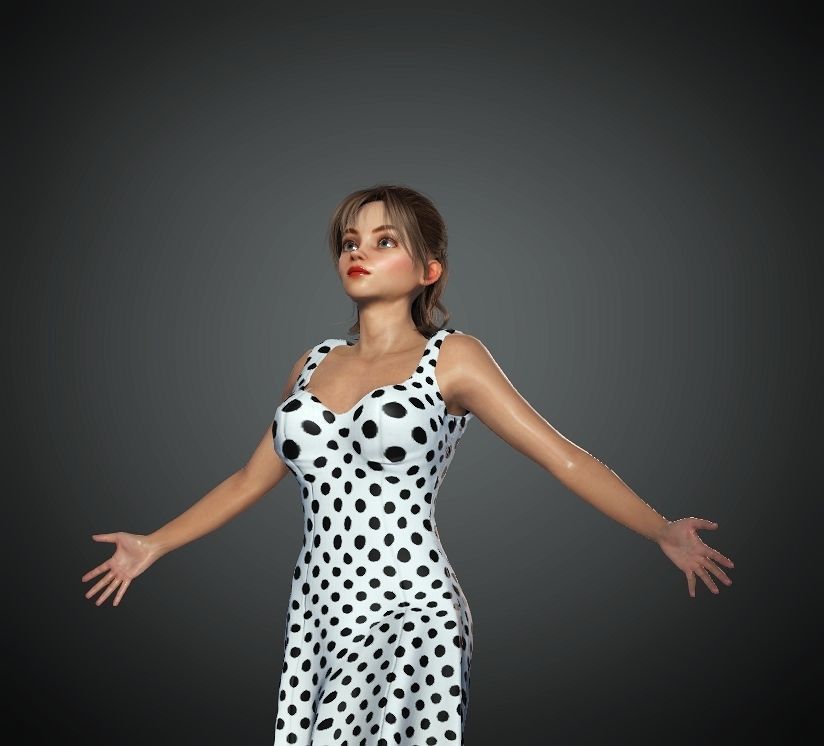 Cartoon Woman 3D model  Low-poly 3D model_11