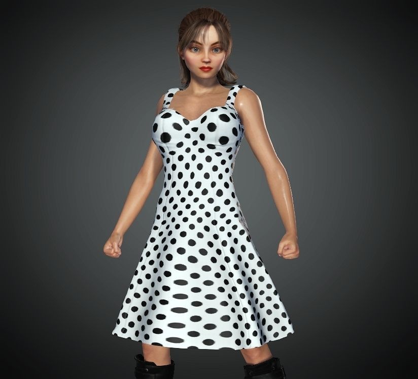 Cartoon Woman 3D model  Low-poly 3D model_6