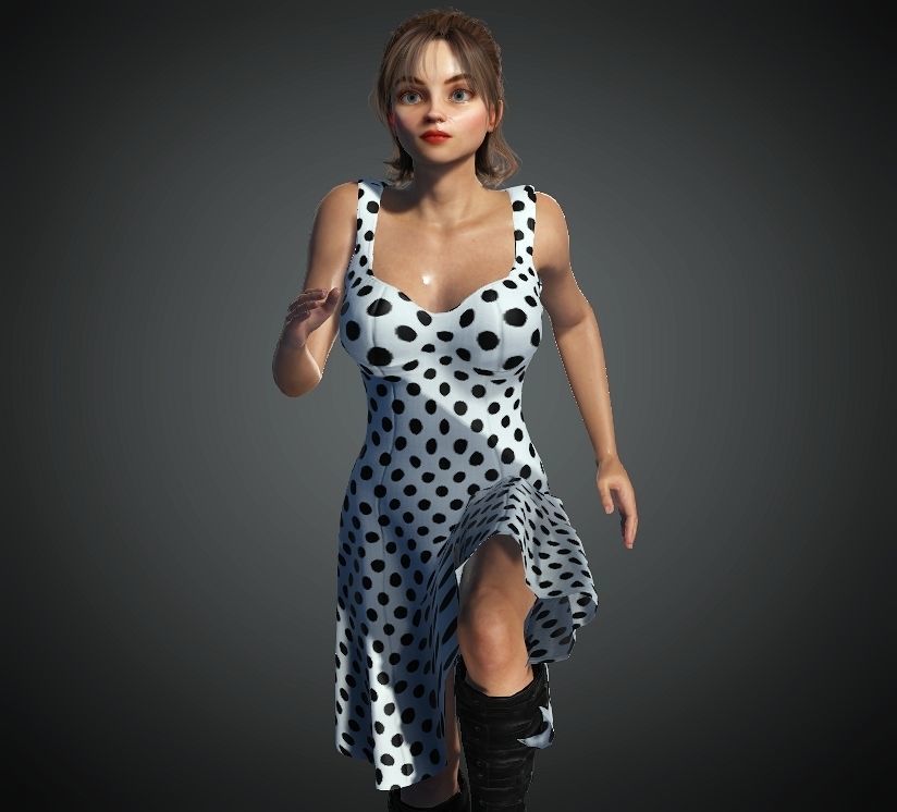 Cartoon Woman 3D model  Low-poly 3D model_12